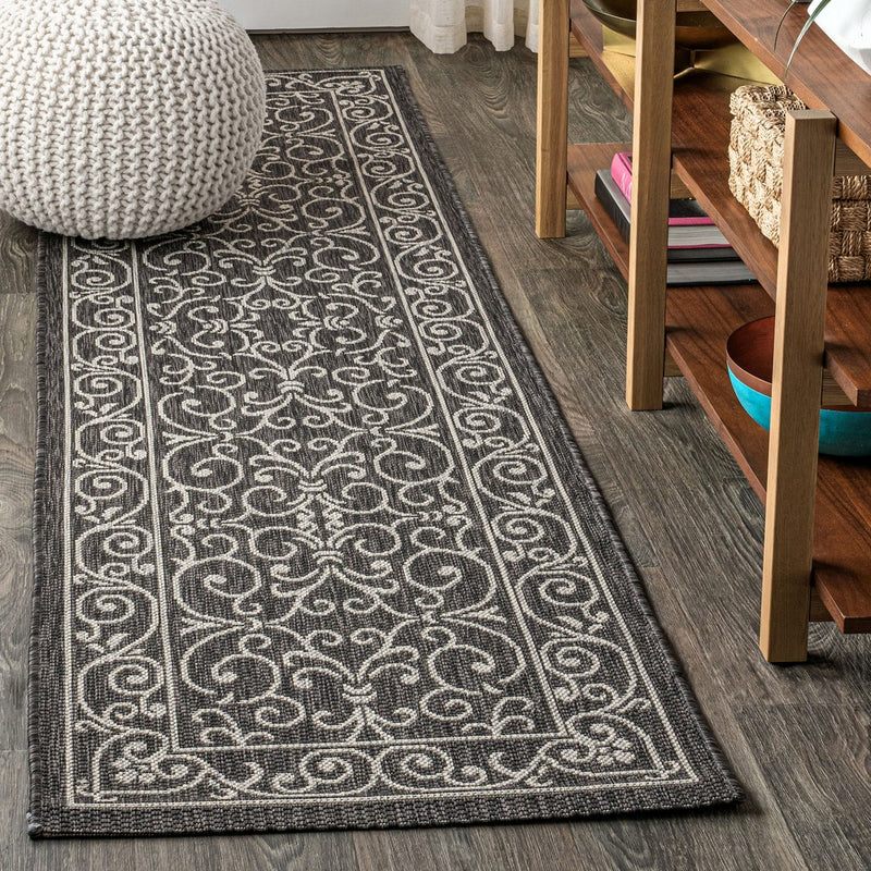 Charleston Vintage Filigree Textured Weave Indoor/outdoor Runner Rug