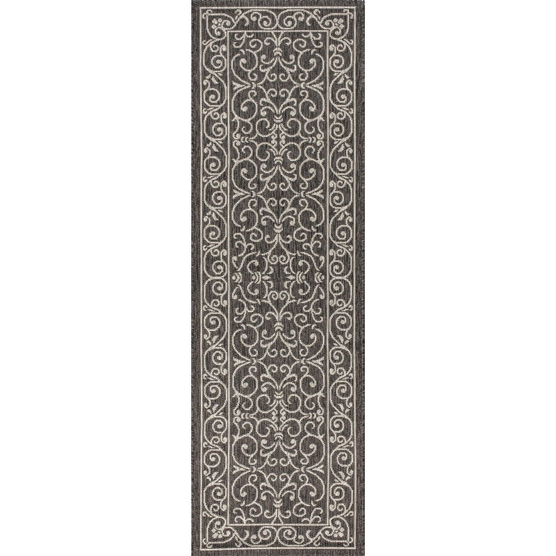 Charleston Vintage Filigree Textured Weave Indoor/outdoor Runner Rug