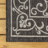 Charleston Vintage Filigree Textured Weave Indoor/outdoor Octagon Rug