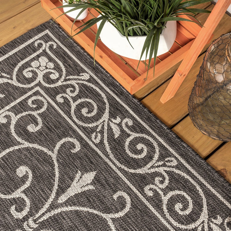 Charleston Vintage Filigree Textured Weave Indoor/outdoor Area Rug