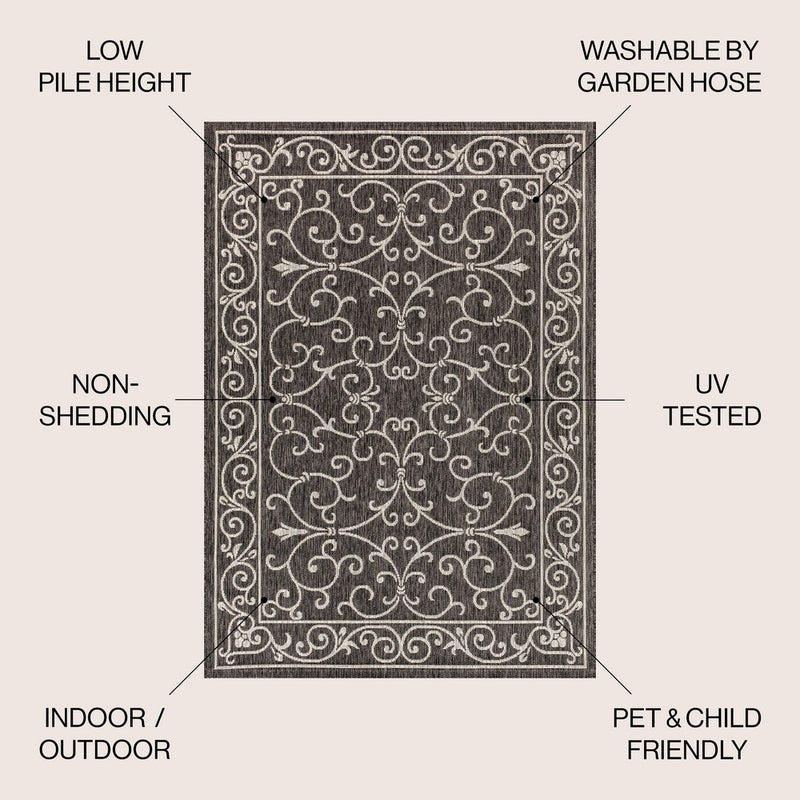 Charleston Vintage Filigree Textured Weave Indoor/outdoor Area Rug