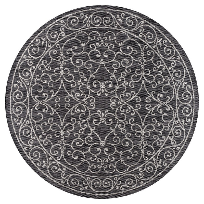 Charleston Vintage Filigree Textured Weave Indoor/outdoor Round Rug