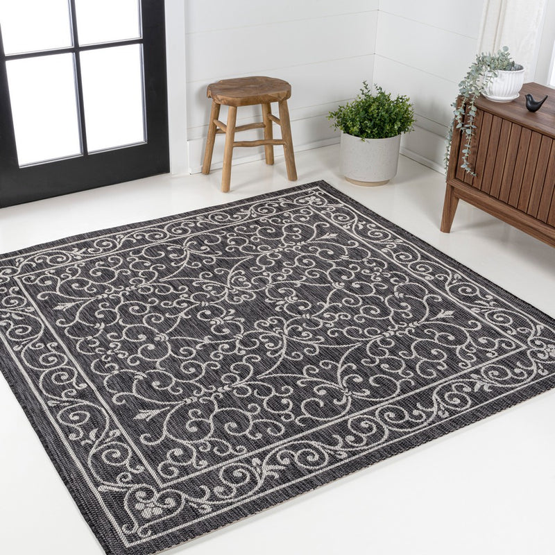 Charleston Vintage Filigree Textured Weave Indoor/outdoor Square Rug