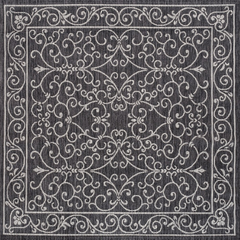 Charleston Vintage Filigree Textured Weave Indoor/outdoor Square Rug