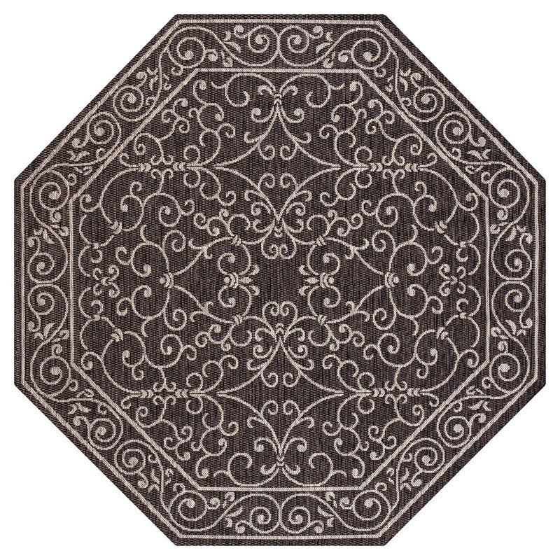 Charleston Vintage Filigree Textured Weave Indoor/outdoor Octagon Rug