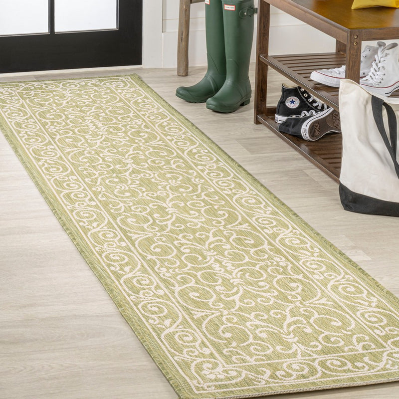 Charleston Vintage Filigree Textured Weave Indoor/outdoor Runner Rug