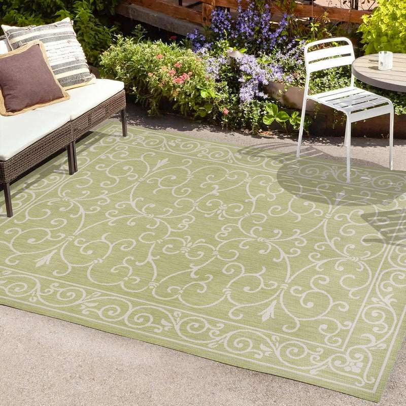 Charleston Vintage Filigree Textured Weave Indoor/outdoor Area Rug