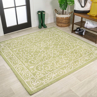 Charleston Vintage Filigree Textured Weave Indoor/outdoor Square Rug
