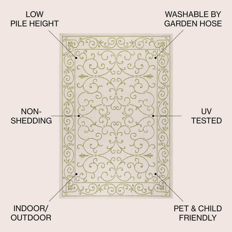 Charleston Vintage Filigree Textured Weave Indoor/outdoor Area Rug