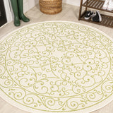 Charleston Vintage Filigree Textured Weave Indoor/outdoor Round Rug