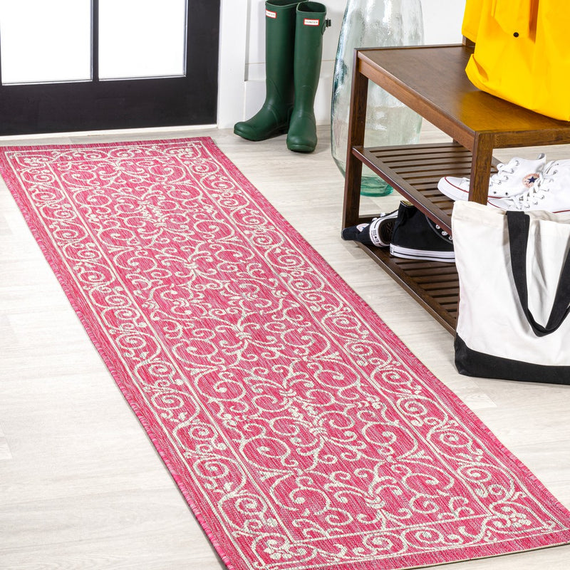 Charleston Vintage Filigree Textured Weave Indoor/outdoor Runner Rug