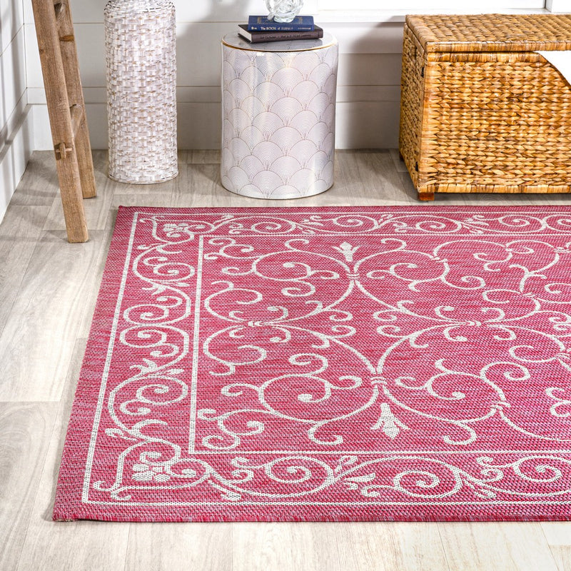 Charleston Vintage Filigree Textured Weave Indoor/outdoor Area Rug