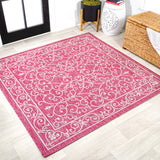 Charleston Vintage Filigree Textured Weave Indoor/outdoor Square Rug