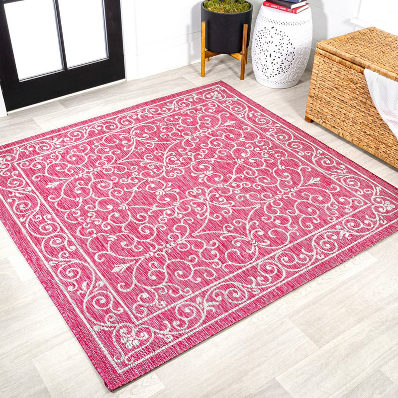 Charleston Vintage Filigree Textured Weave Indoor/outdoor Square Rug
