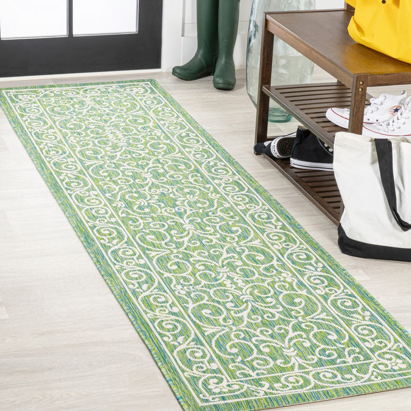 Charleston Vintage Filigree Textured Weave Indoor/outdoor Runner Rug