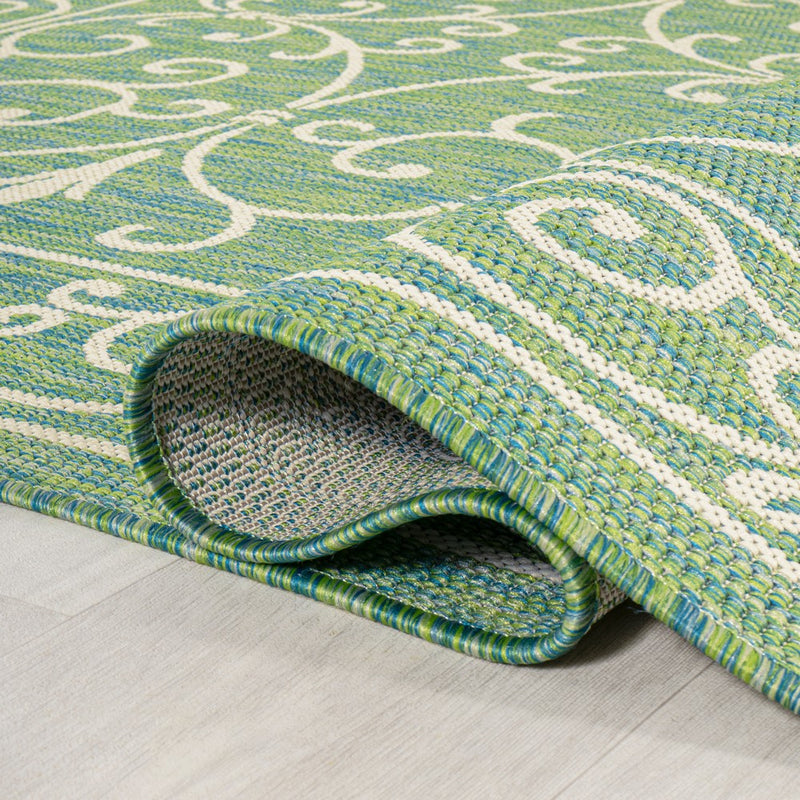 Charleston Vintage Filigree Textured Weave Indoor/outdoor Runner Rug