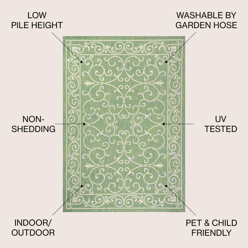 Charleston Vintage Filigree Textured Weave Indoor/outdoor Area Rug