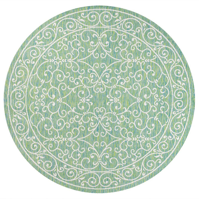 Charleston Vintage Filigree Textured Weave Indoor/outdoor Round Rug