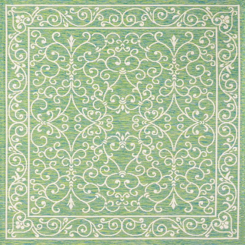 Charleston Vintage Filigree Textured Weave Indoor/outdoor Square Rug