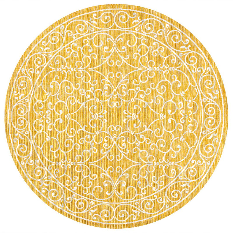Charleston Vintage Filigree Textured Weave Indoor/outdoor Round Rug