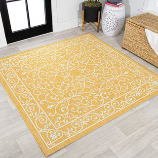 Charleston Vintage Filigree Textured Weave Indoor/outdoor Square Rug