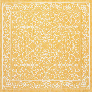 Charleston Vintage Filigree Textured Weave Indoor/outdoor Square Rug