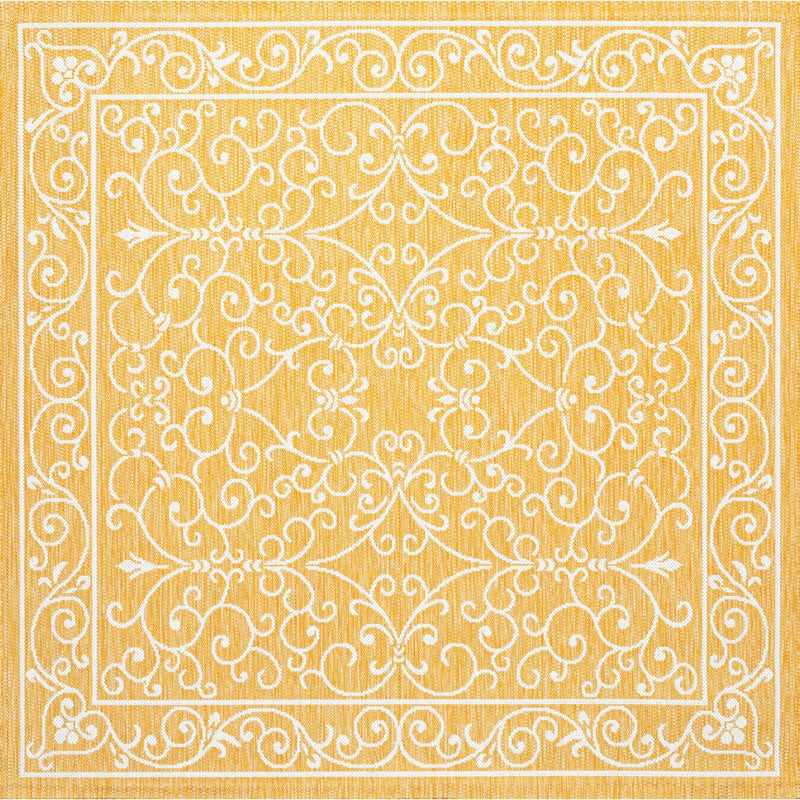 Charleston Vintage Filigree Textured Weave Indoor/outdoor Square Rug