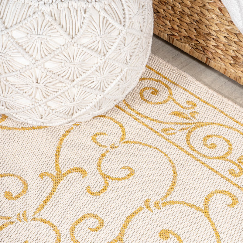 Charleston Vintage Filigree Textured Weave Indoor/outdoor Runner Rug
