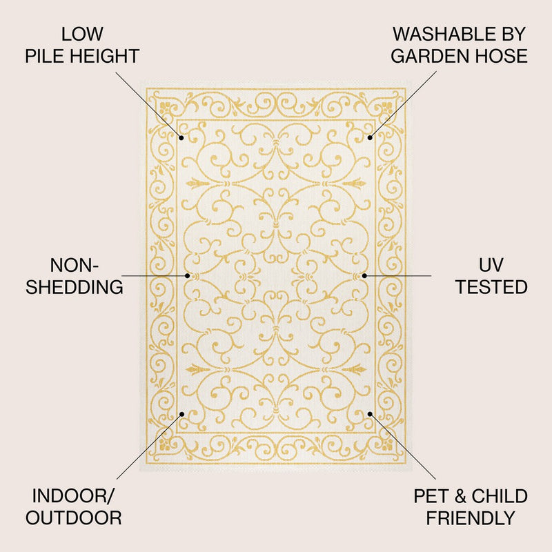 Charleston Vintage Filigree Textured Weave Indoor/outdoor Area Rug