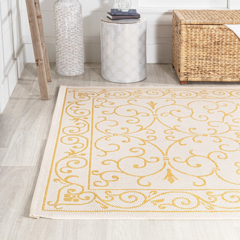 Charleston Vintage Filigree Textured Weave Indoor/outdoor Area Rug