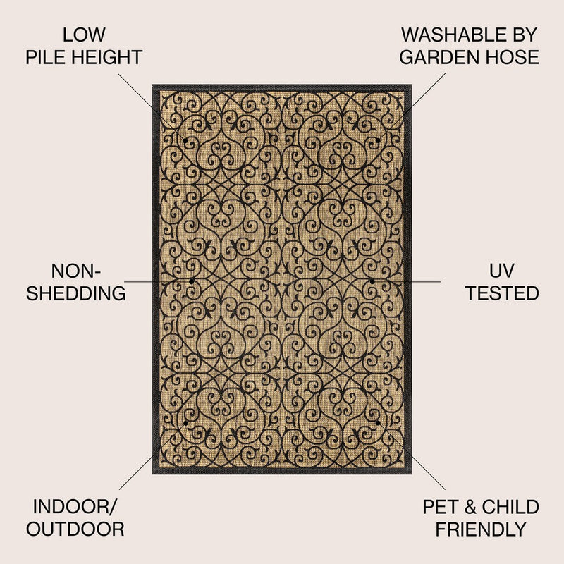 Madrid Vintage Filigree Textured Weave Indoor/outdoor Area Rug