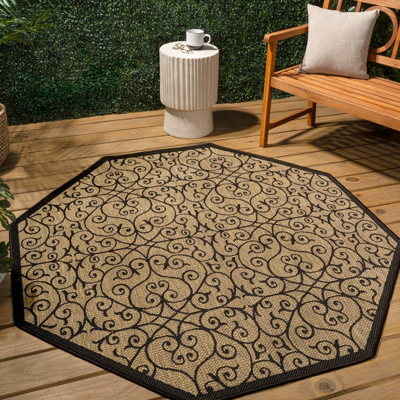 Madrid Vintage Filigree Textured Weave Indoor/outdoor Octagon Rug