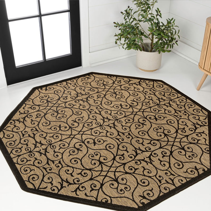 Madrid Vintage Filigree Textured Weave Indoor/outdoor Octagon Rug