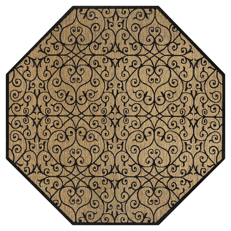 Madrid Vintage Filigree Textured Weave Indoor/outdoor Octagon Rug
