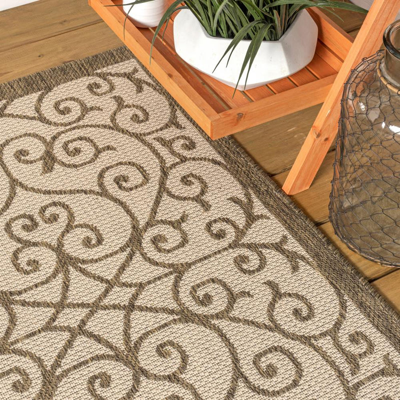 Madrid Vintage Filigree Textured Weave Indoor/outdoor Runner Rug