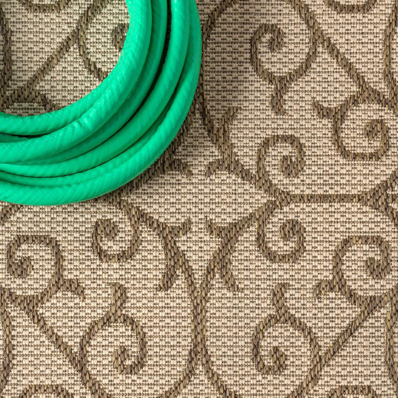 Madrid Vintage Filigree Textured Weave Indoor/outdoor Round Rug