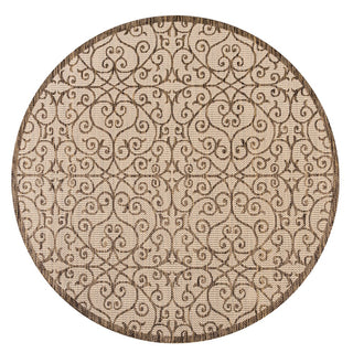 Madrid Vintage Filigree Textured Weave Indoor/outdoor Round Rug