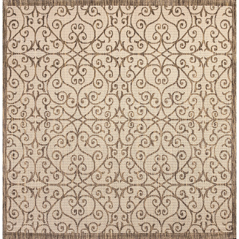 Madrid Vintage Filigree Textured Weave Indoor/outdoor Square Rug