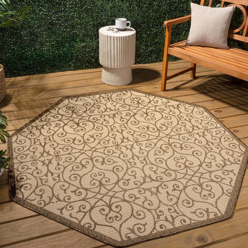 Madrid Vintage Filigree Textured Weave Indoor/outdoor Octagon Rug