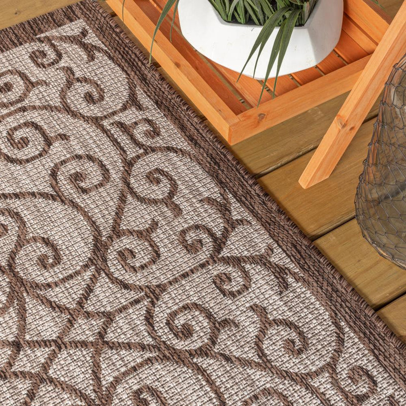 Madrid Vintage Filigree Textured Weave Indoor/outdoor Runner Rug