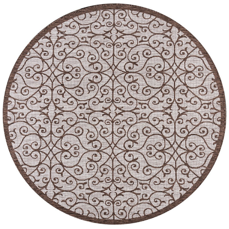 Madrid Vintage Filigree Textured Weave Indoor/outdoor Round Rug