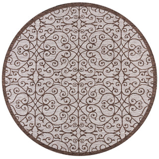 Madrid Vintage Filigree Textured Weave Indoor/outdoor Round Rug
