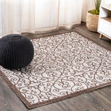 Madrid Vintage Filigree Textured Weave Indoor/outdoor Square Rug