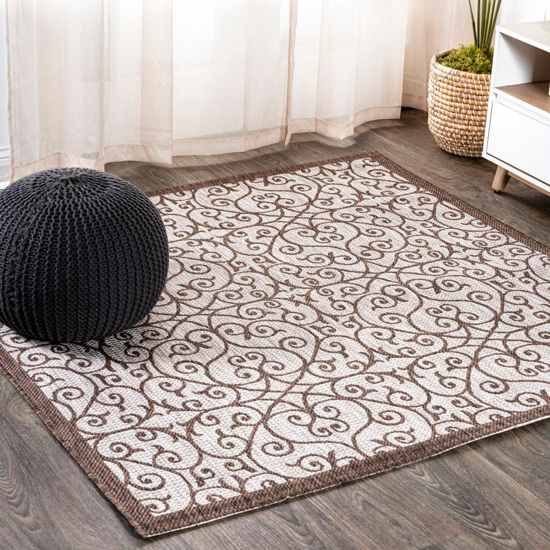 Madrid Vintage Filigree Textured Weave Indoor/outdoor Square Rug