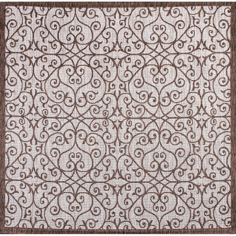 Madrid Vintage Filigree Textured Weave Indoor/outdoor Square Rug