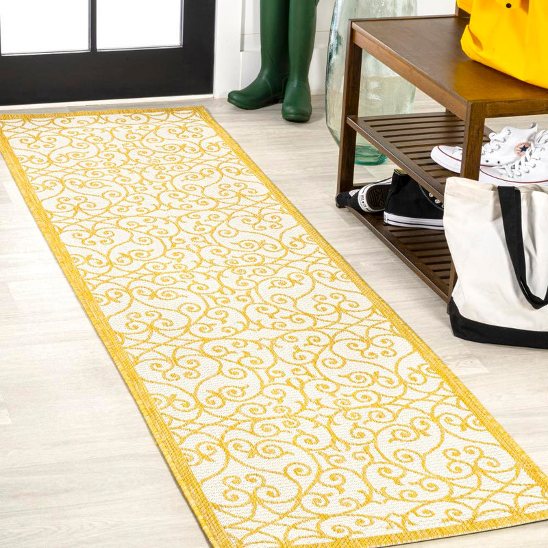 Madrid Vintage Filigree Textured Weave Indoor/outdoor Runner Rug