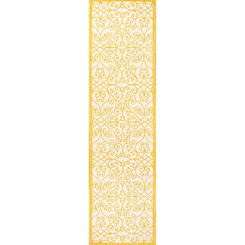 Madrid Vintage Filigree Textured Weave Indoor/outdoor Runner Rug