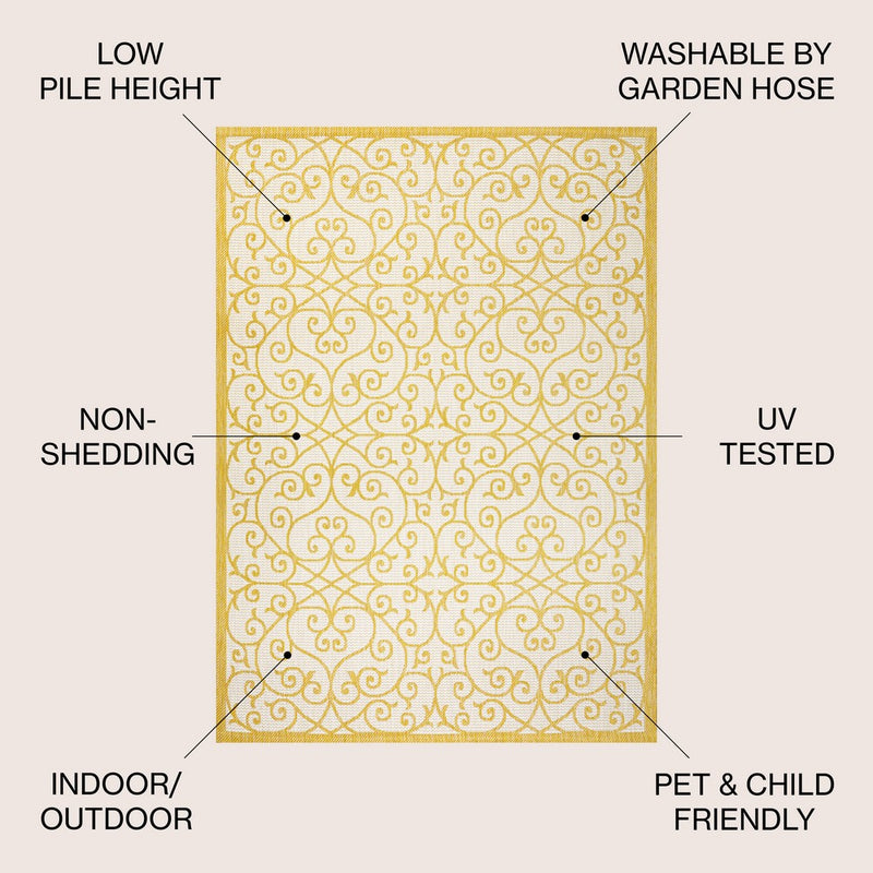 Madrid Vintage Filigree Textured Weave Indoor/outdoor Area Rug