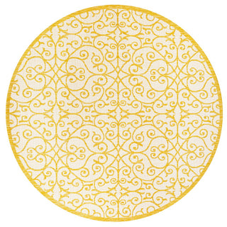 Madrid Vintage Filigree Textured Weave Indoor/outdoor Round Rug