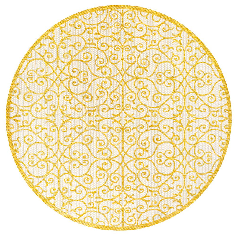 Madrid Vintage Filigree Textured Weave Indoor/outdoor Round Rug